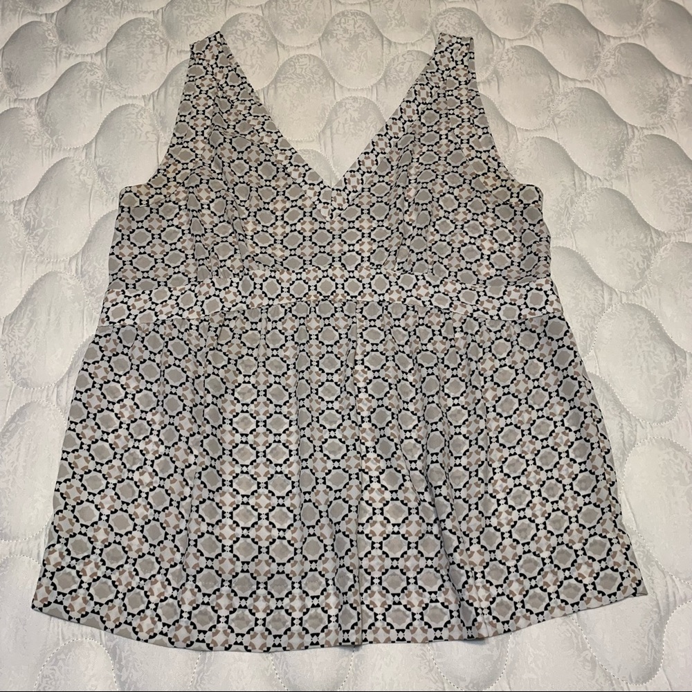 LOFT printed double V neck top